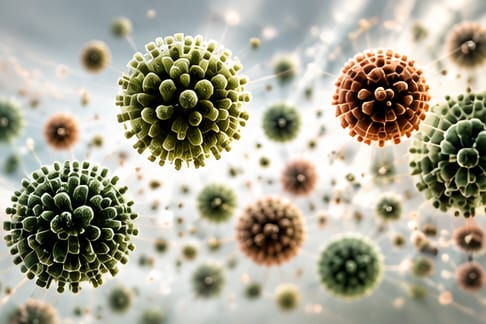 Mold spores suspended in indoor air illustration